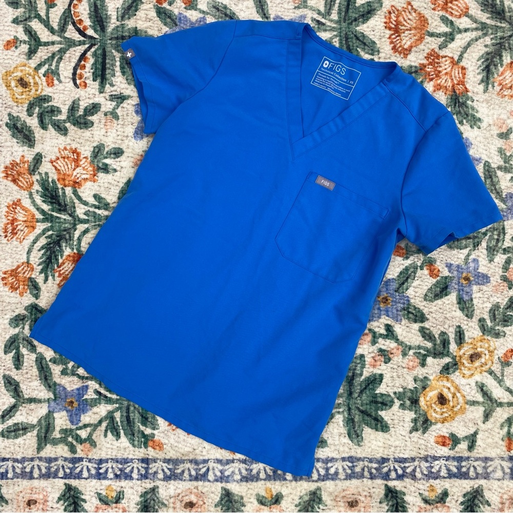 Figs Ceil Blue Catarina Scrub Top One Pocket Size XS Medical Shirt